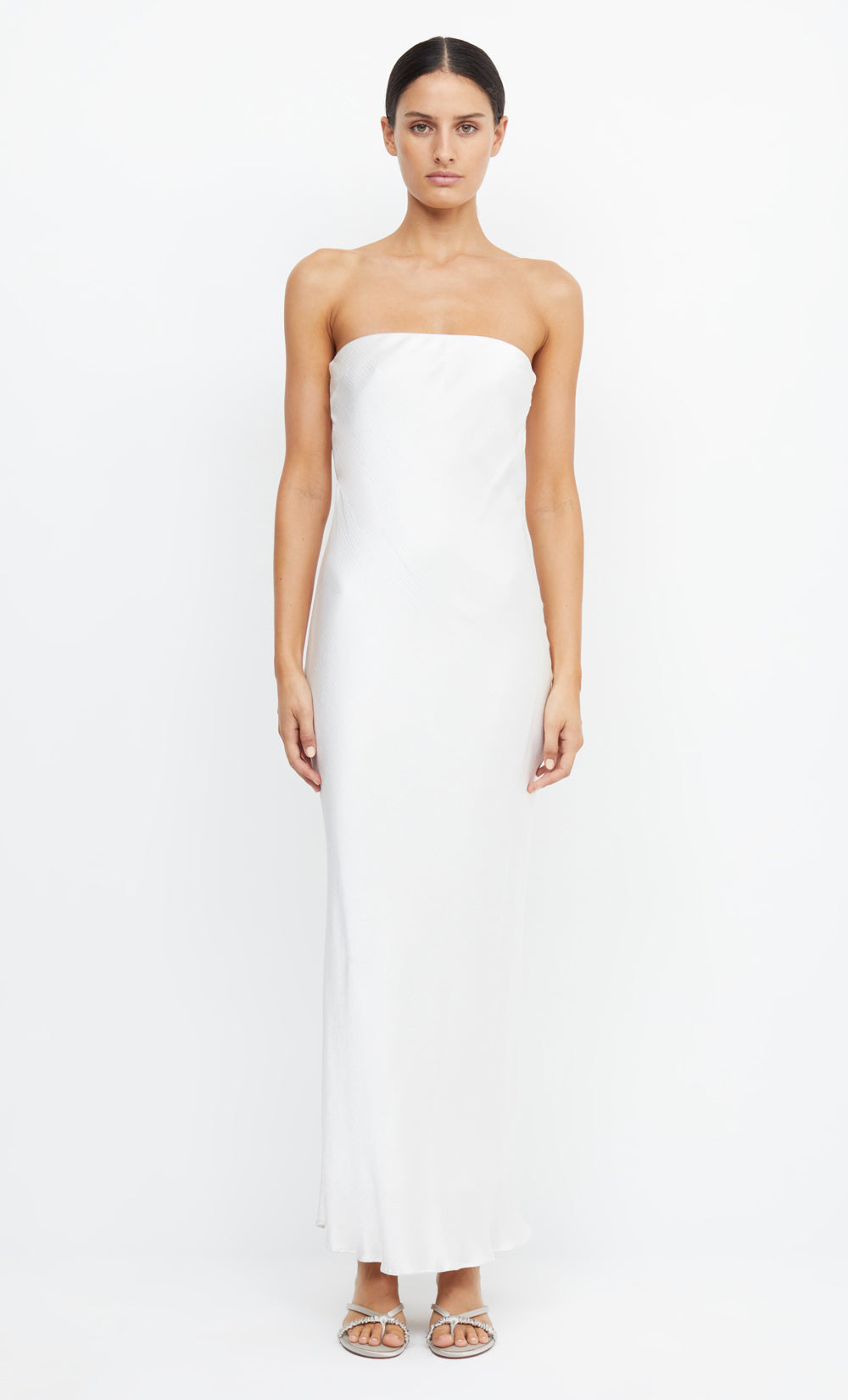 white strapless dress long